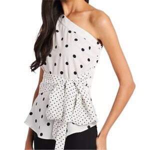 Riley & Rae Reyna Dot Print One Shoulder Blouse